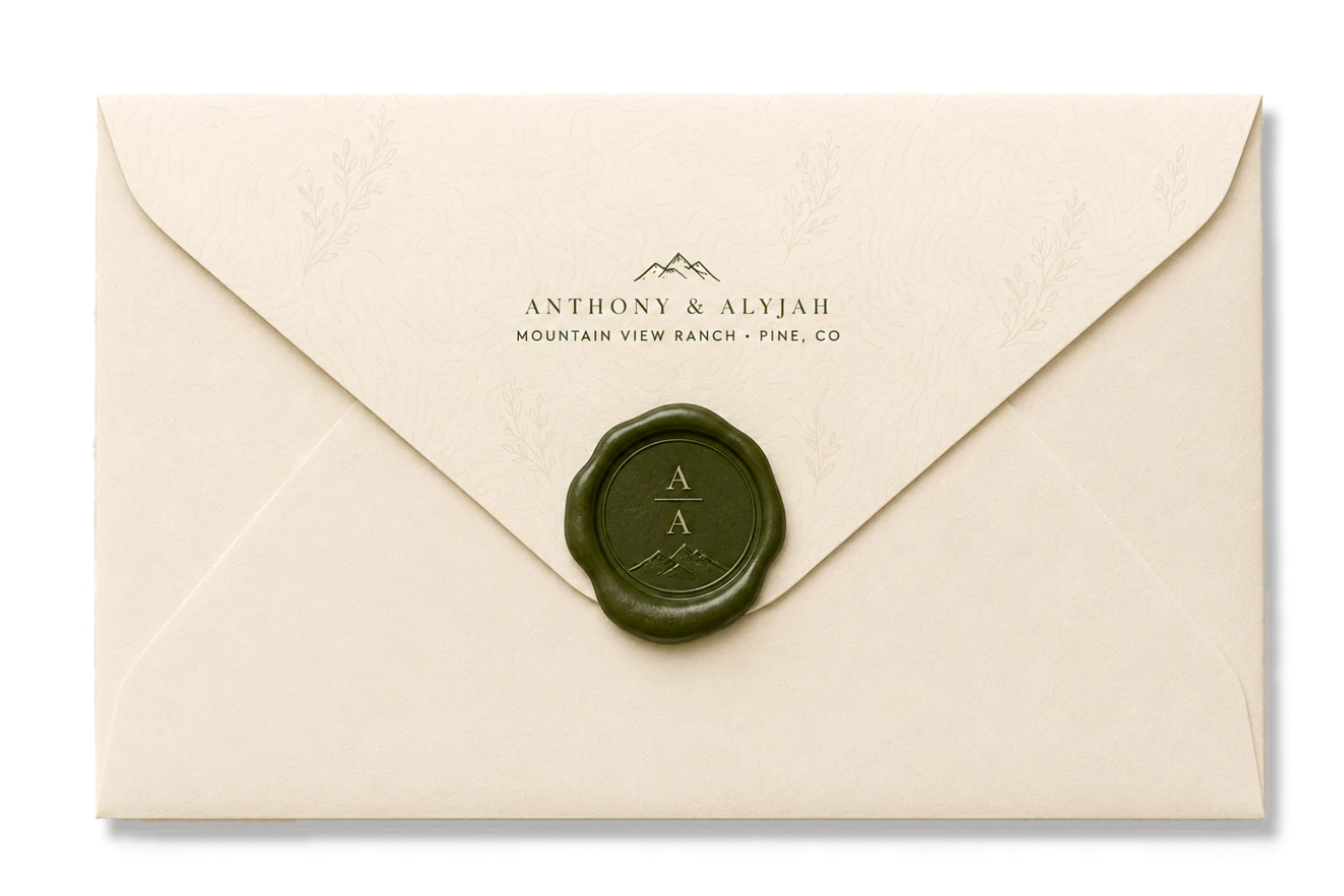 Sealed wedding invitation envelope