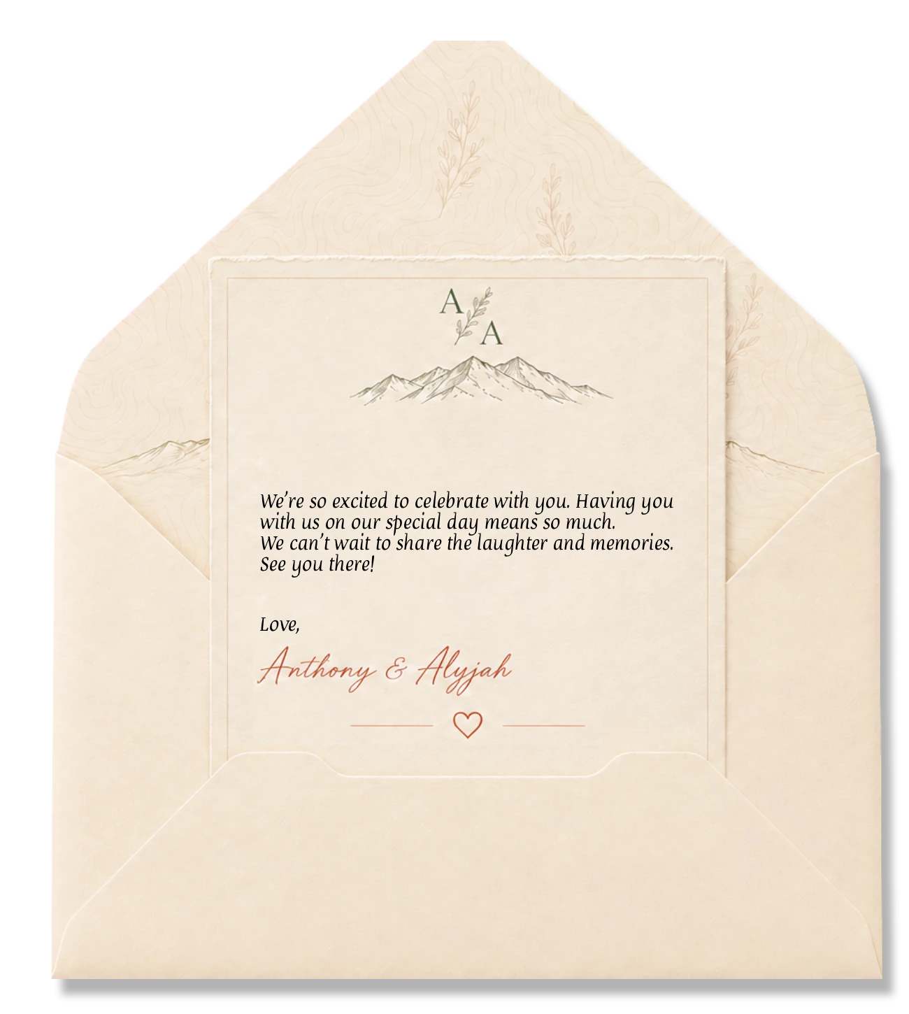Open wedding invitation
