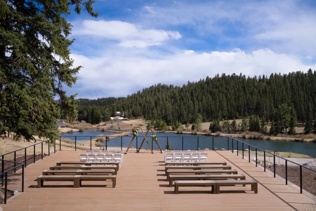Lakeside ceremony deck at Mountain View Ranch